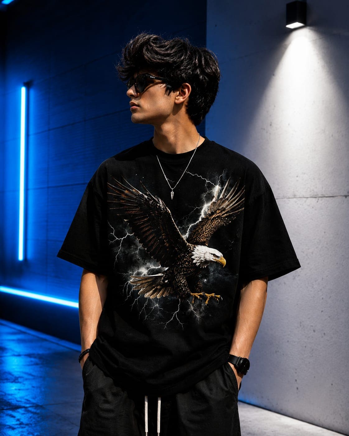 Thunder Eagle Graphic Oversized T-Shirt 1