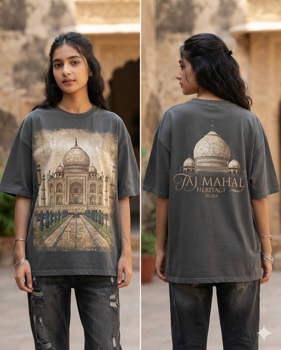 Taj Mahal Heritage Premium Oversized T-Shirt 1