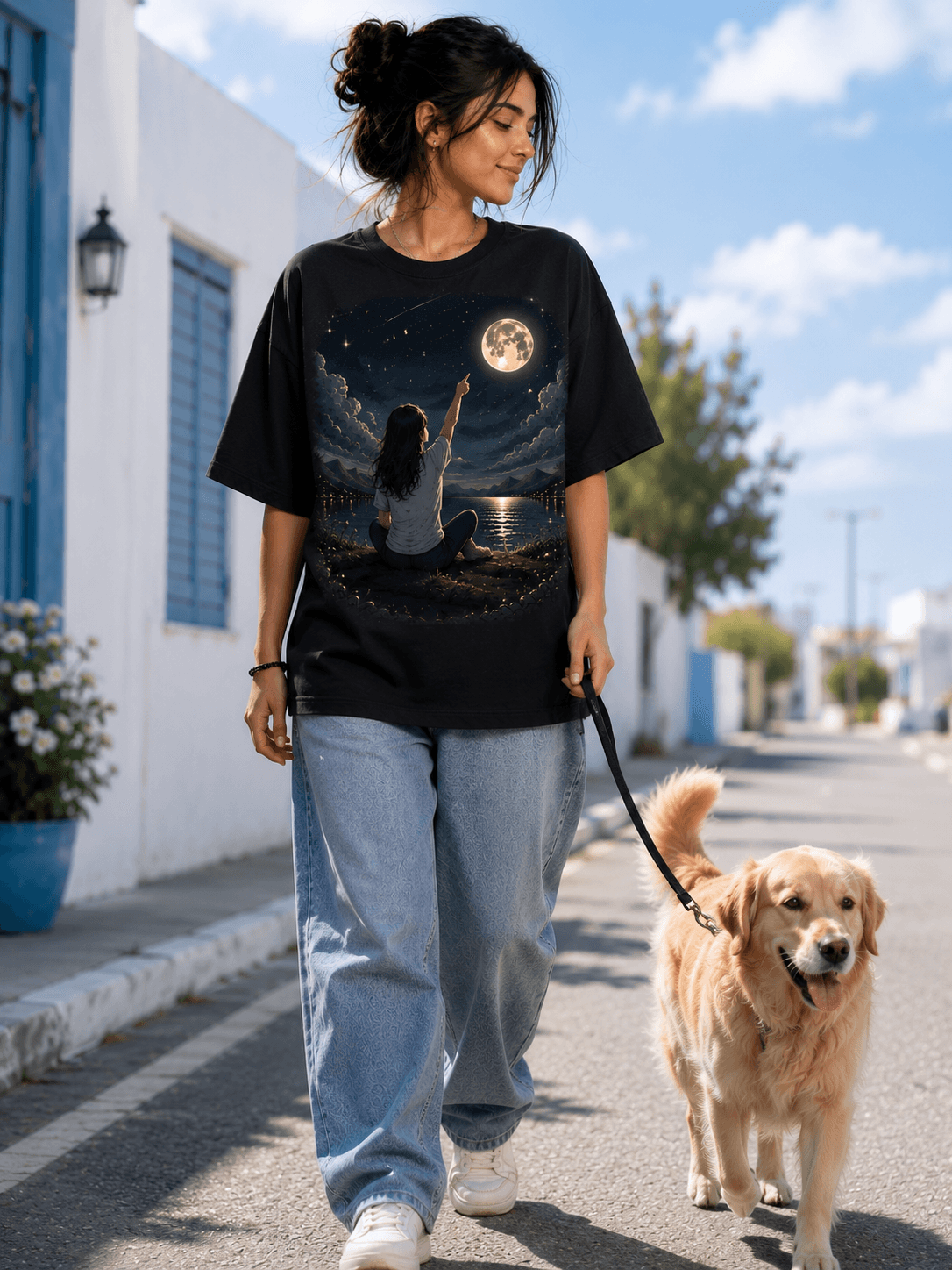 Moonlight Dreams Oversized T-Shirt – Black 1