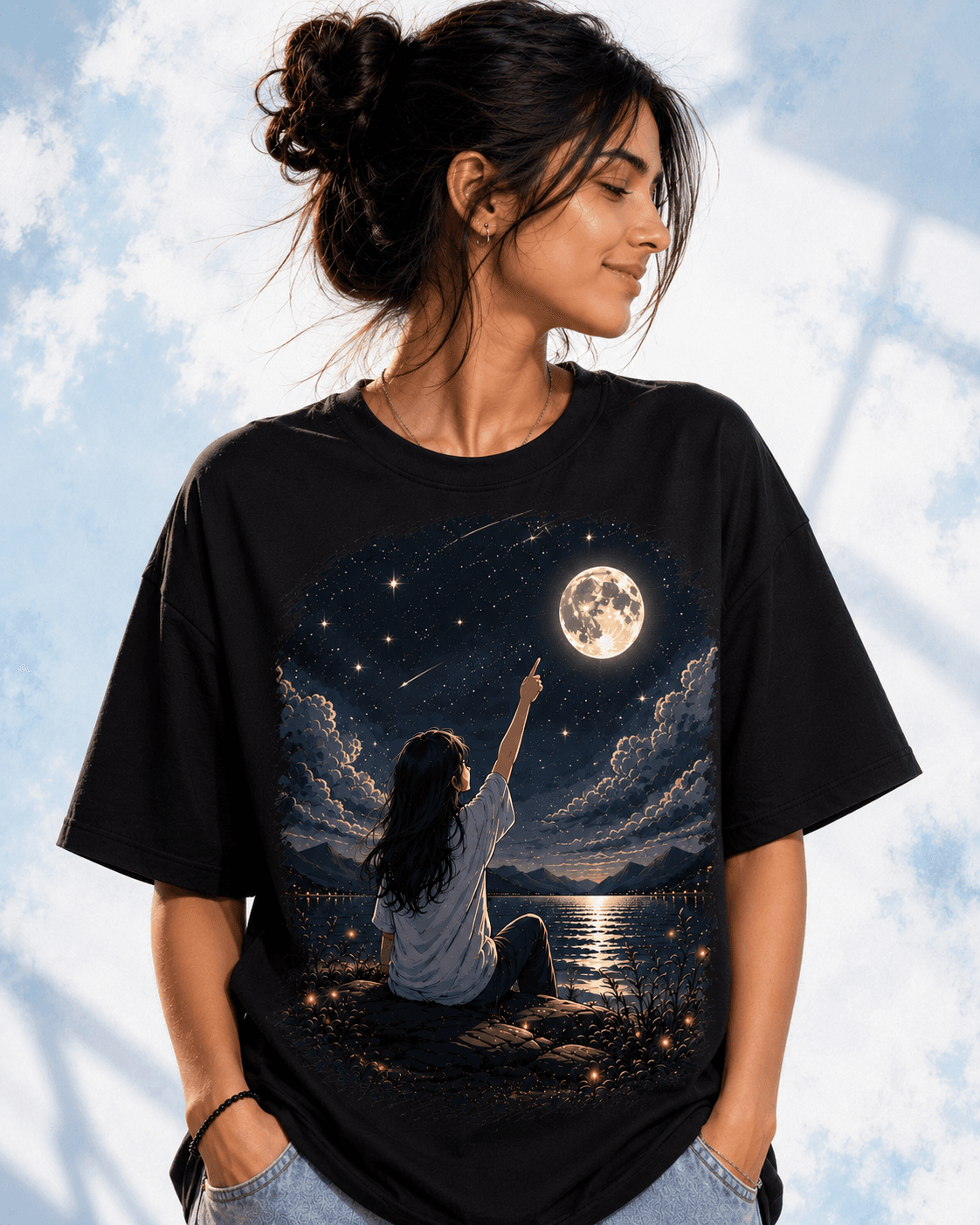 Moonlight Dreams Oversized T-Shirt – Black 2