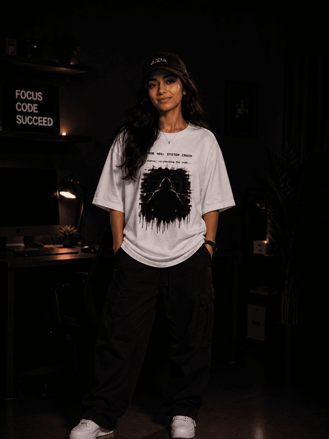 ERROR 404: SYSTEM CRASH Oversized Graphic T-Shirt — White 4
