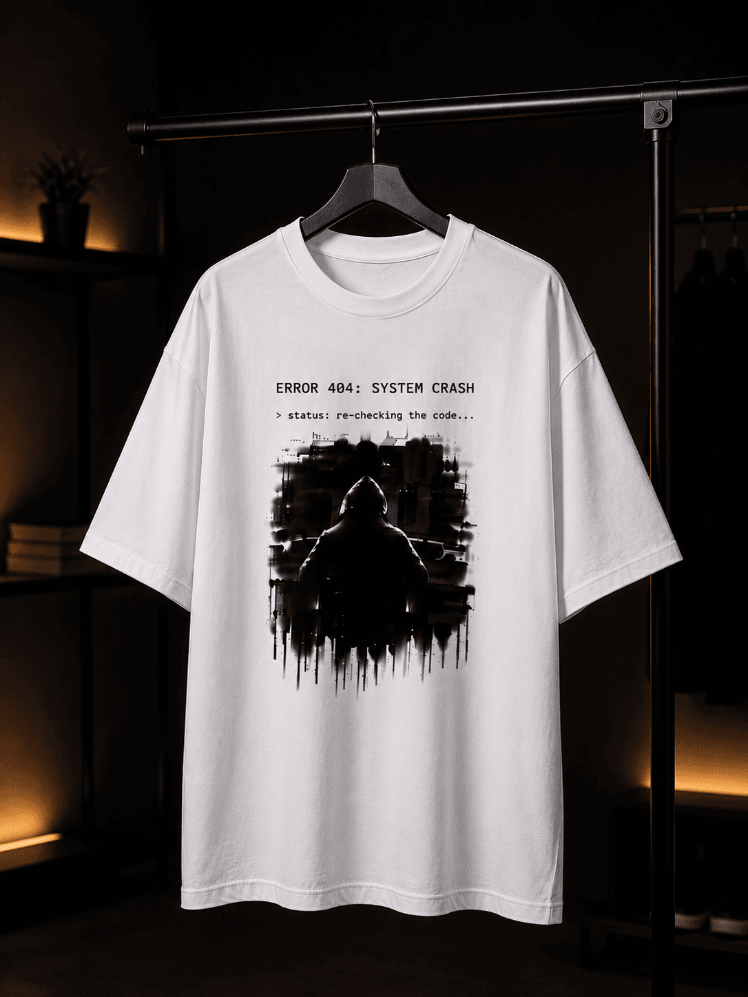 ERROR 404: SYSTEM CRASH Oversized Graphic T-Shirt — White 5