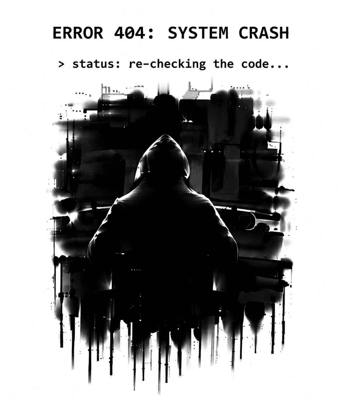 ERROR 404: SYSTEM CRASH Oversized Graphic T-Shirt — White 7