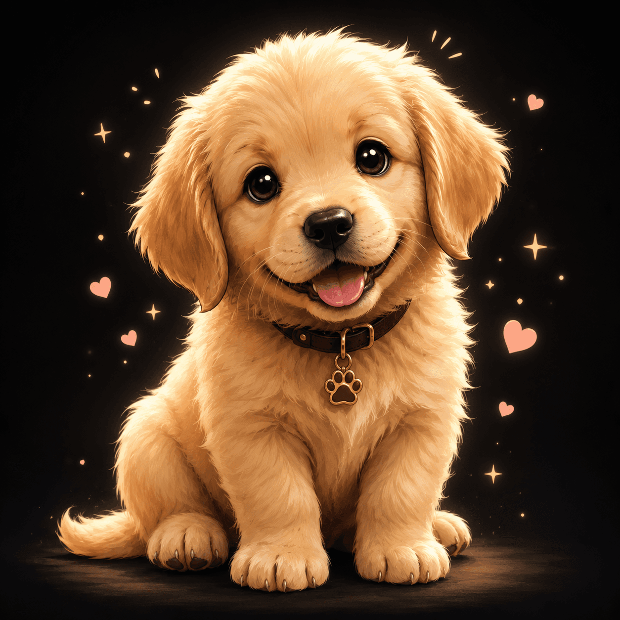 Cute Golden Retriever Puppy Black T-Shirt | Girl Aesthetic — Black 5