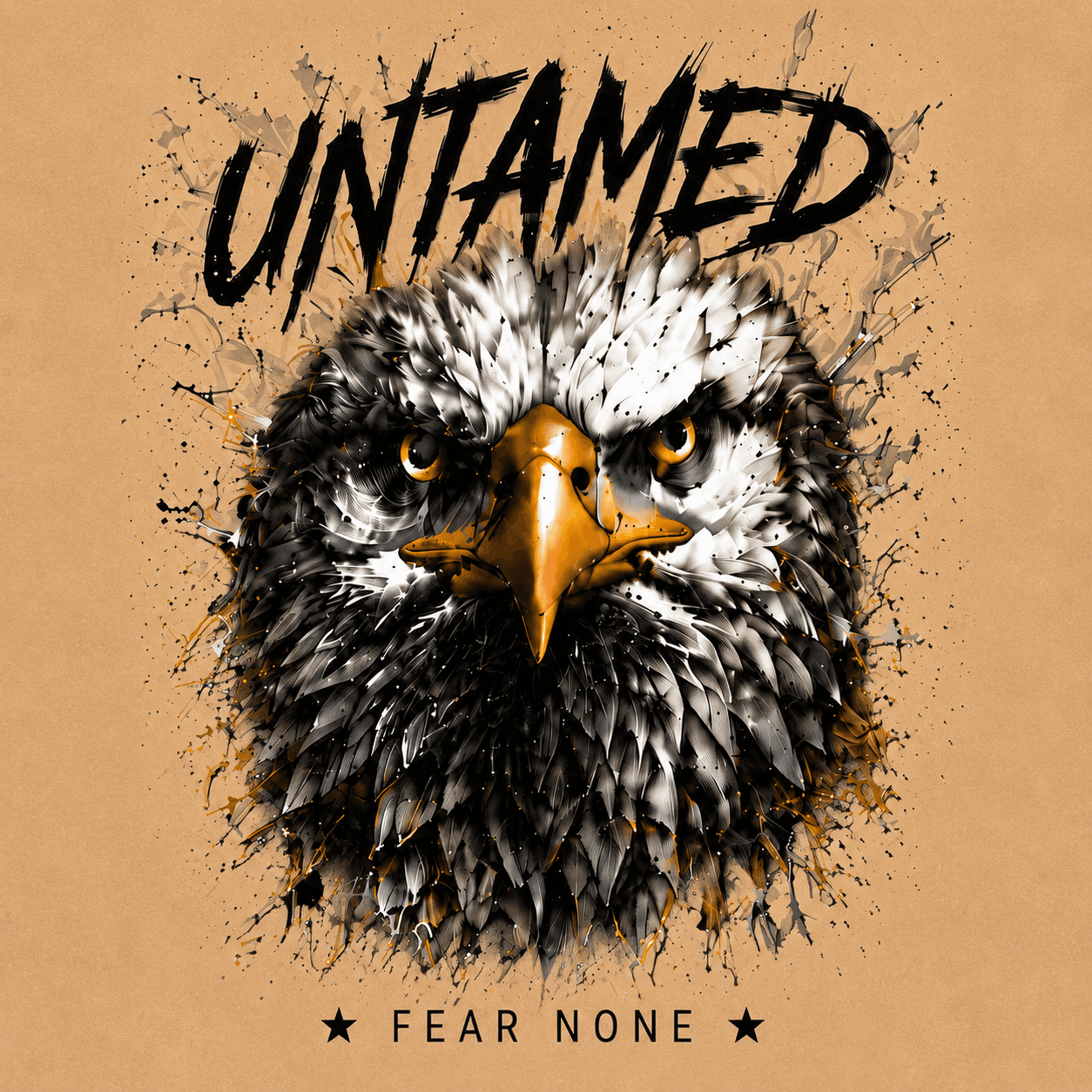"Untamed: Fear None" Eagle Graphic Oversized T-Shirt — Beige 6